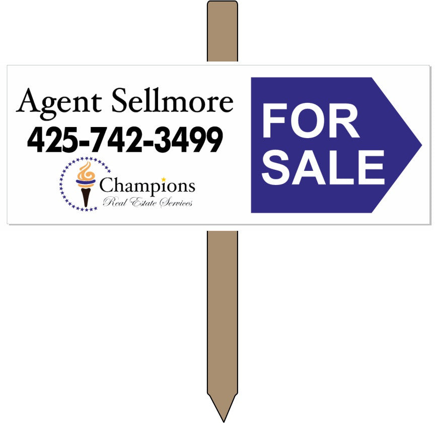 Champions Directional Arrow 9" x 24" - Seattle Realty Signs