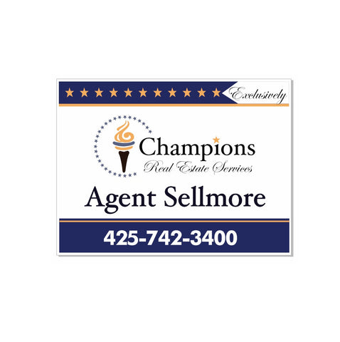 Champions Yard Arm Sign 18" x 24" - Seattle Realty Signs