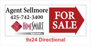 HomeSmart Directional Arrow 9" x 24" - Seattle Realty Signs