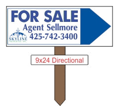 Skyline Directional Arrow 9" x 24" - Seattle Realty Signs