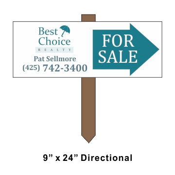 Best Choice Directional Arrow 9" x 24" - Seattle Realty Signs