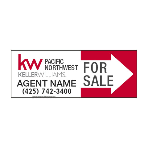 Keller Williams Directional Arrow 9" x 24" - Seattle Realty Signs