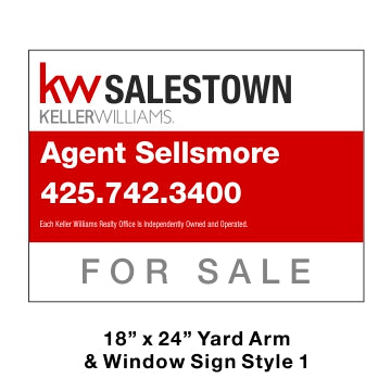 Keller Williams Window Sign 18" x 24" - Seattle Realty Signs