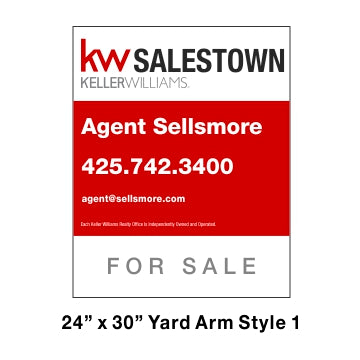 Keller Williams Yard Arm Sign 24" x 30" - Seattle Realty Signs