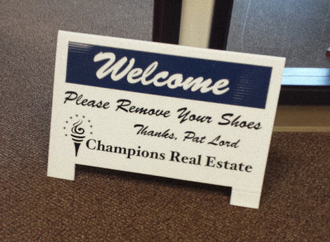 Champions Shoes Off Sign & Booties - Seattle Realty Signs